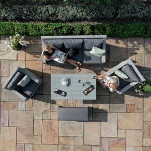 Alternative view of B 3 Seat Rattan Sofa Dining Set with Fire Pit Table & Weatherproof Cushions