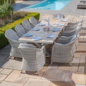 A Vienna 6 - 10 Seat Extending Rectangular Dining Table with Dawn Grey Frame