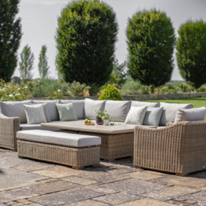Alternative view of A Fairford Rattan L-Shape Sofa with Rectangle Piston Adjustable Height Table, Bench & Chair – Covers Included for Free