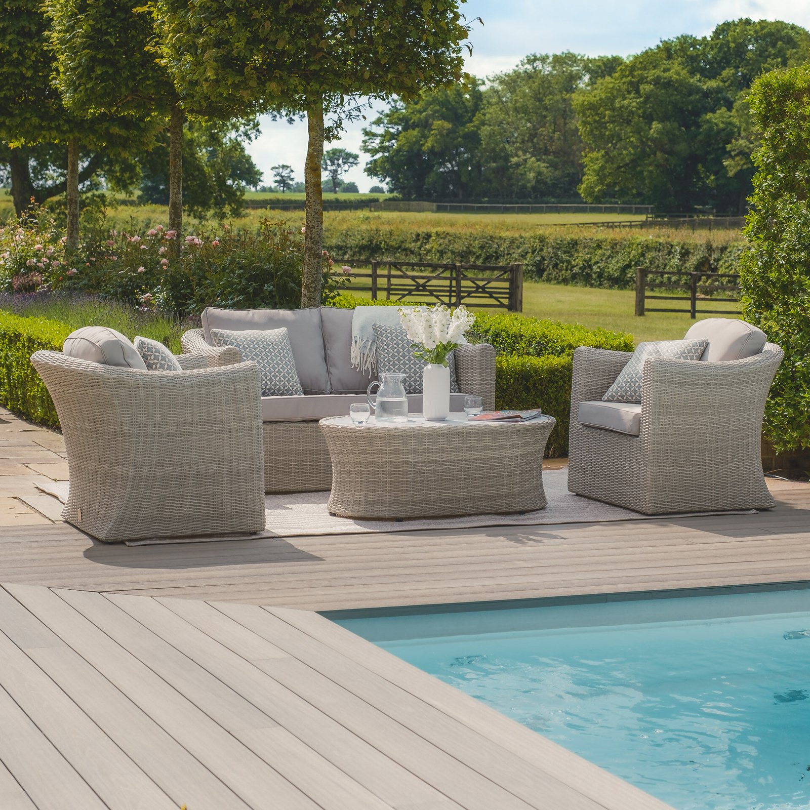 Oxford 2 Seat Rattan Sofa Set - Ceramic Glass - Image 5