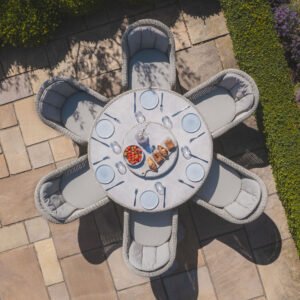 Alternative view of A Oxford 6 Seat Round Dining Set with Heritage Dining Chairs & Woven Lazy Susan - Ceramic Glass
