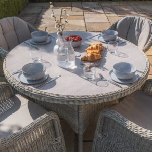 Alternative view of A Oxford Heritage 4 Seat Round Rattan Dining Set - Ceramic Glass