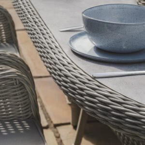 Alternative view of Oxford 6 Seat Oval Dining Set with Heritage Dining Chairs & Woven Lazy Susan - Ceramic Glass