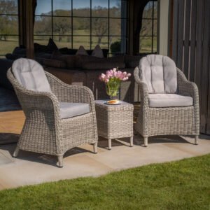 B Oxford 3 Piece Rattan Bistro Set - Ceramic Glass