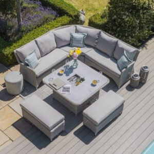 Alternative view of A Oxford Royal Rattan Corner Dining Sofa Set with Ice Bucket & Rising Table - Ceramic Glass